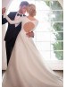 Long Sleeve Ivory Crepe Wedding Dress